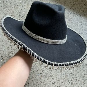 Rhinestone cowboy hat, black, small to medium